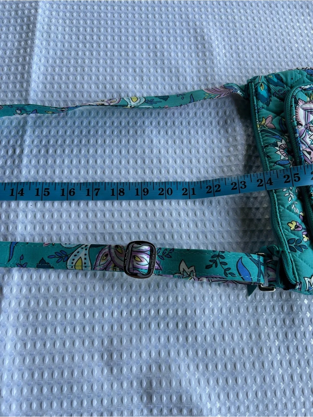 Vera Bradley Turquoise Floral Quilted Crossbody with Purple Accents - Picture 15 of 16
